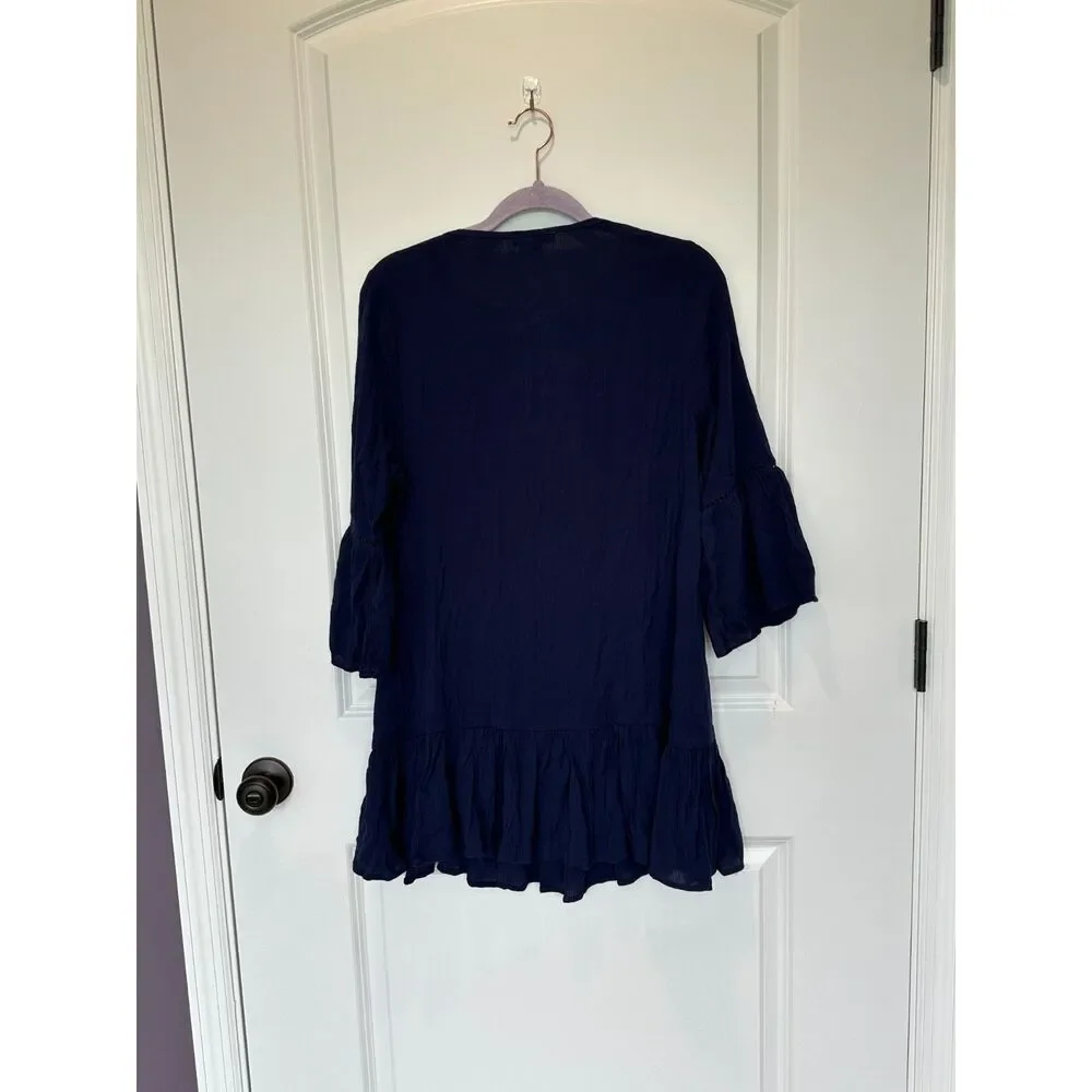NWT Draper James Solid Tunic Caftan Swim Cover-up Nassau Navy Size XS